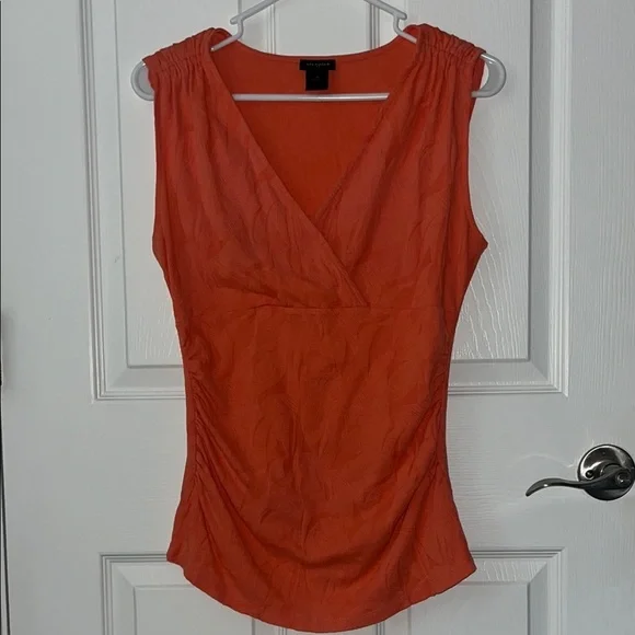 Ann Taylor Orange Textured Short Sleeve Blouse - Picture 5 of 13